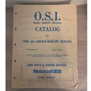1979 Ford Lincoln Mercury OSI Obsolete Supersede Interchange Catalo Vol 4 Manual